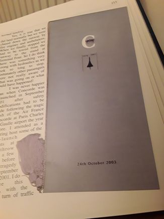 The very last flown Concorde Menu