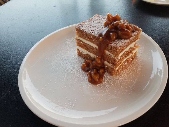 Carrot Cake - from the room service menu, but you can order it at the restaurant, too.  Rum walnut caramel sauce was decadent.  Cream cheese frosting was light and creamy.  Cake was moist and spongy.  Not a traditional carrot cake but quite good.