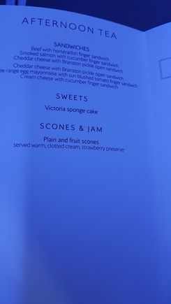 Afternoon tea menu