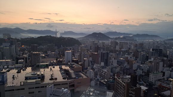 View from the Hilton Hiroshima. Loved the low cloud in the valleys. Some overnight rain