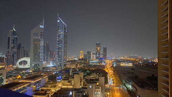 View from 18th floor pool deck at night ( pool closed but no issues walking around the pool deck- staff  at check in said feel free to walk around the pool deck at night)