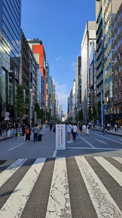 View of the ginza street at ground level around 1630 at the southern end