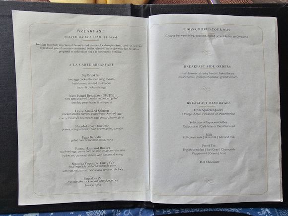 Club InterContinental - breakfast menu