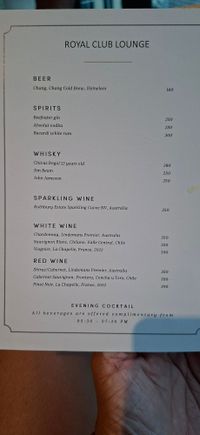 Exec lounge menu 