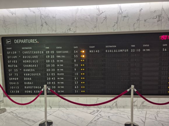 Nice depaeture board. My flight is on the bottom left.