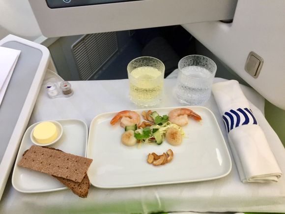 On with the meal. One of the major surprises was that there were no trays used, so the service felt a notch upgraded. Appetizer was shrimp and scallops, tiny portion but tasty.