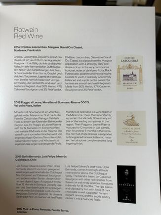 Red Wine Menu