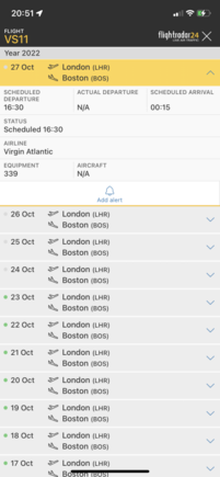 VS011 LHR-BOS on Thu 27-Oct it seems