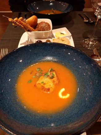 Lobster bisque: the wonton was quite good. 
