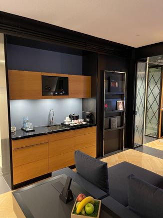 Microwave, plates and cutlery if you need it