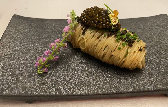 Capellini with caviar