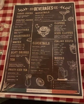 Fresco drink menu