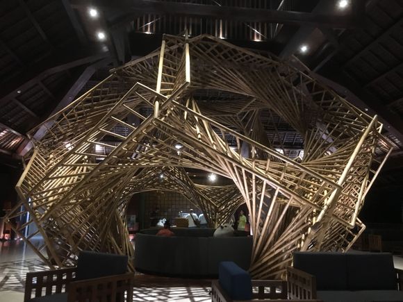 Elements lobby with massive architecture objects