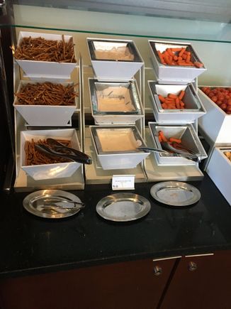 Lots of variety at the Admirals Club, and the Carr’s crackers that went with soup are also gone.  Supply chain issues, I guess?  I’ll give them credit for at least ensuring that there is quantity.