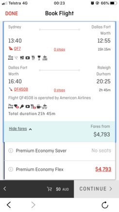 I’m getting availability on qantas website but only in the premium economy flex bucket- possible AA may have access to other buckets because of the codeshare?