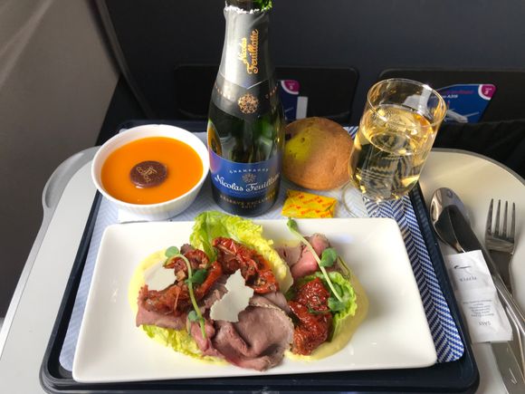 The Roast Beef Salad was really very tasty . Just had to be consumed quickly on the short JER to LHR flight 