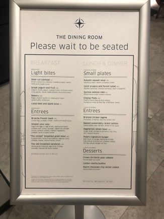 Menu at Polaris IAD