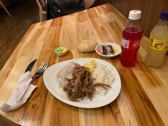 Food was really good. Chicken beef rice Yuka sodas