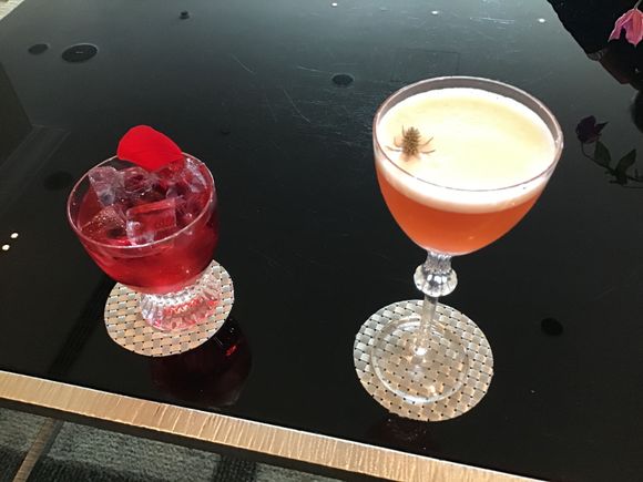 Cocktails, garnished with a thistle, not a dead fly!