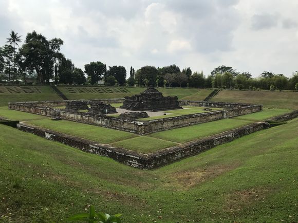 The temple was submerged by earth and ash from Mount Merapi Volcano