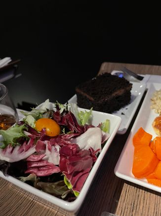 Yummy Chocolate Cake & Side Salad.