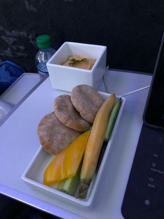 Pita + hummus before landing