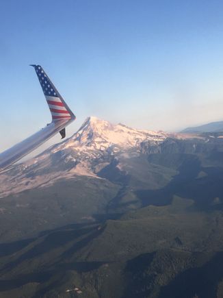 Beautiful of Mt. Hood on final to PDX from AUS.