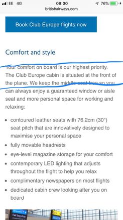 I notice BA have taken off the ‘smaller quieter cabin’ so they don’t get caught out if there is no curtain. 