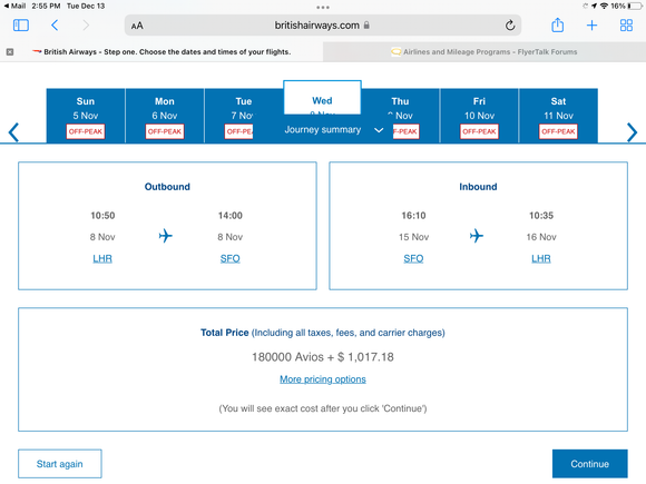 LHR SFO LHR