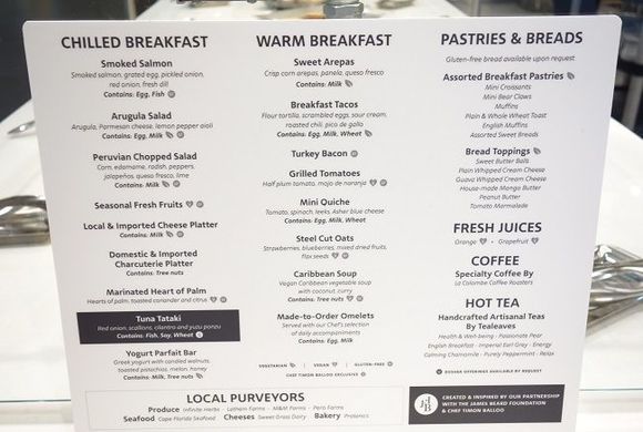 Breakfast menu.