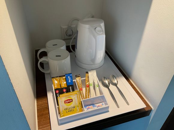 Kettle with instant coffee & teas