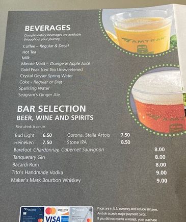 Beverage menu. 