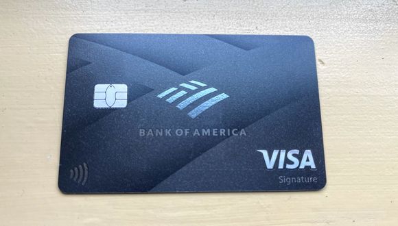 Bank of America Premium Rewards card. New design in metal.