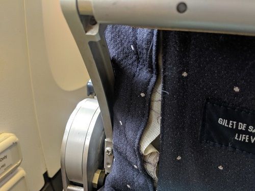 Ripped lining of the back of seat in front of mine
