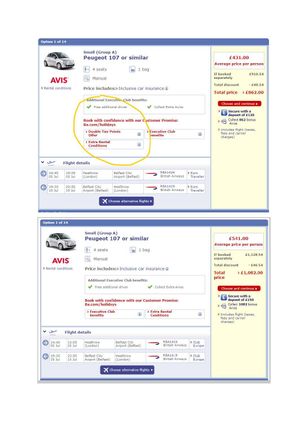 Flight booking for Economy showing Double Tier offer and Club Europe not showing it.