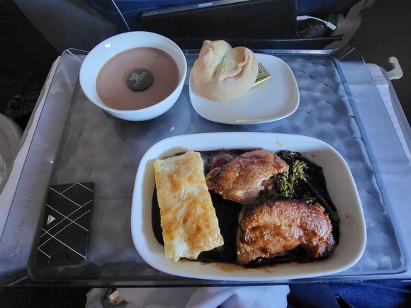 BBQ Glazed Chicken Thigh: potato gratin, charred broccolini