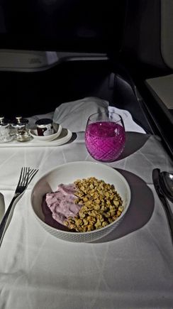 Breakfast - Red Dragon Fruit Smoothie & Greek Yoghurt with Granola