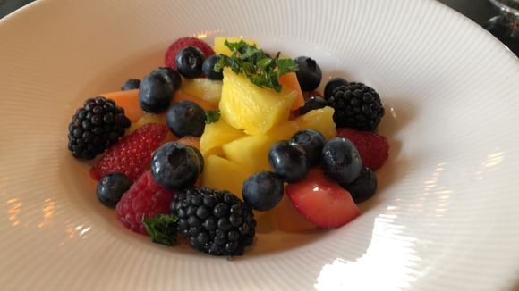 Fruit salad at breakfast.