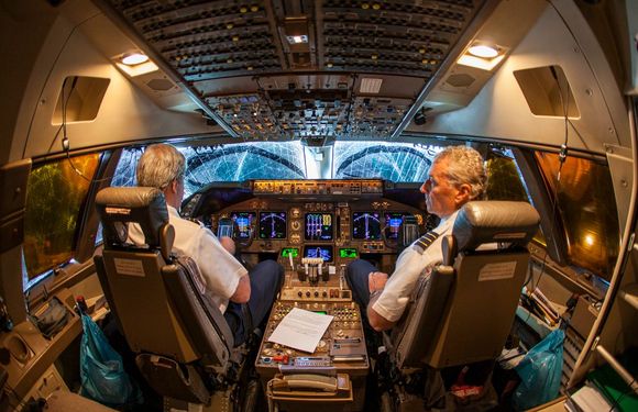 Pre flight check out on 747 from LAX to SYD