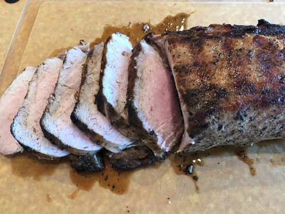Pork loin on the grill. 