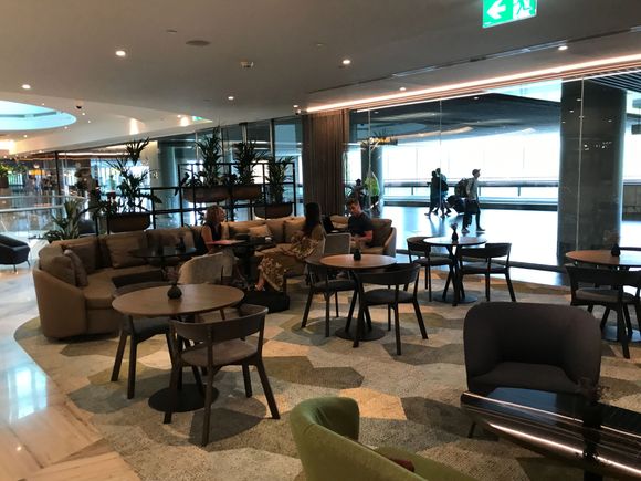 Lobby seating, behind the concourse between parking and the terminal building