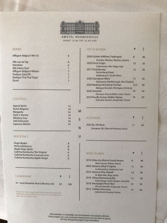 Roomservice menu