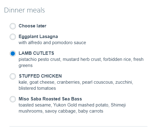 Meal Options in F
