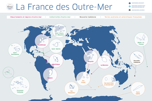 Map of French overseas territories (credit : French Senate website)