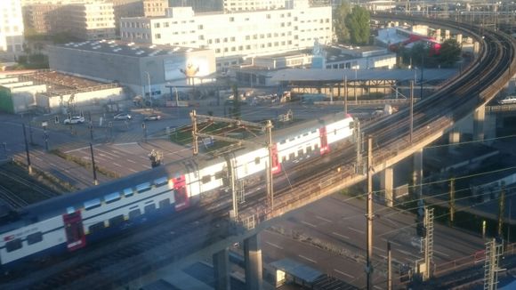 Traintracks along the hotel. View from the Clublounge.