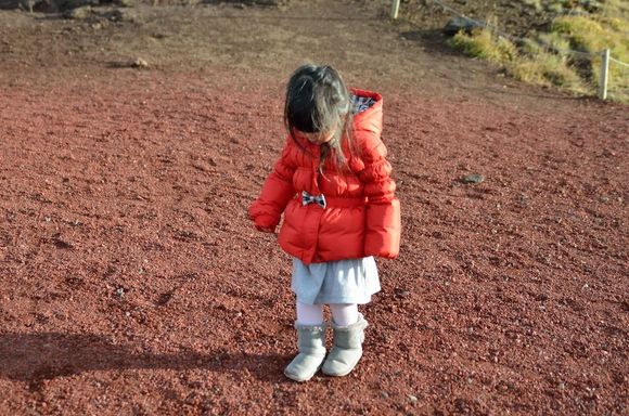 Zoe was thrilled that the ground and her jacket was "same same"