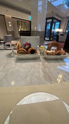 Breakfast started with an abundance of breads. All delicious!