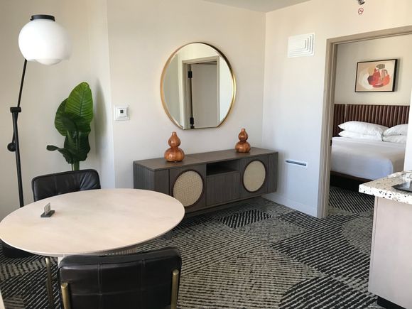 View from living room into bedroom
