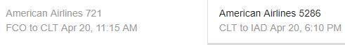 The tabs at the top of the email when using gmail.  Again, looks like flights the same day.