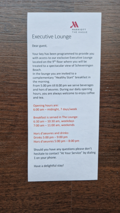 This leaflet shows the opening hours. It says it is open all day, also open for breakfast.